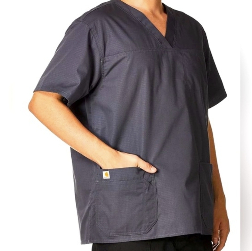 Carhartt Scrub Classic Fit Top Black Ripstop Utility Workwear Men's XL